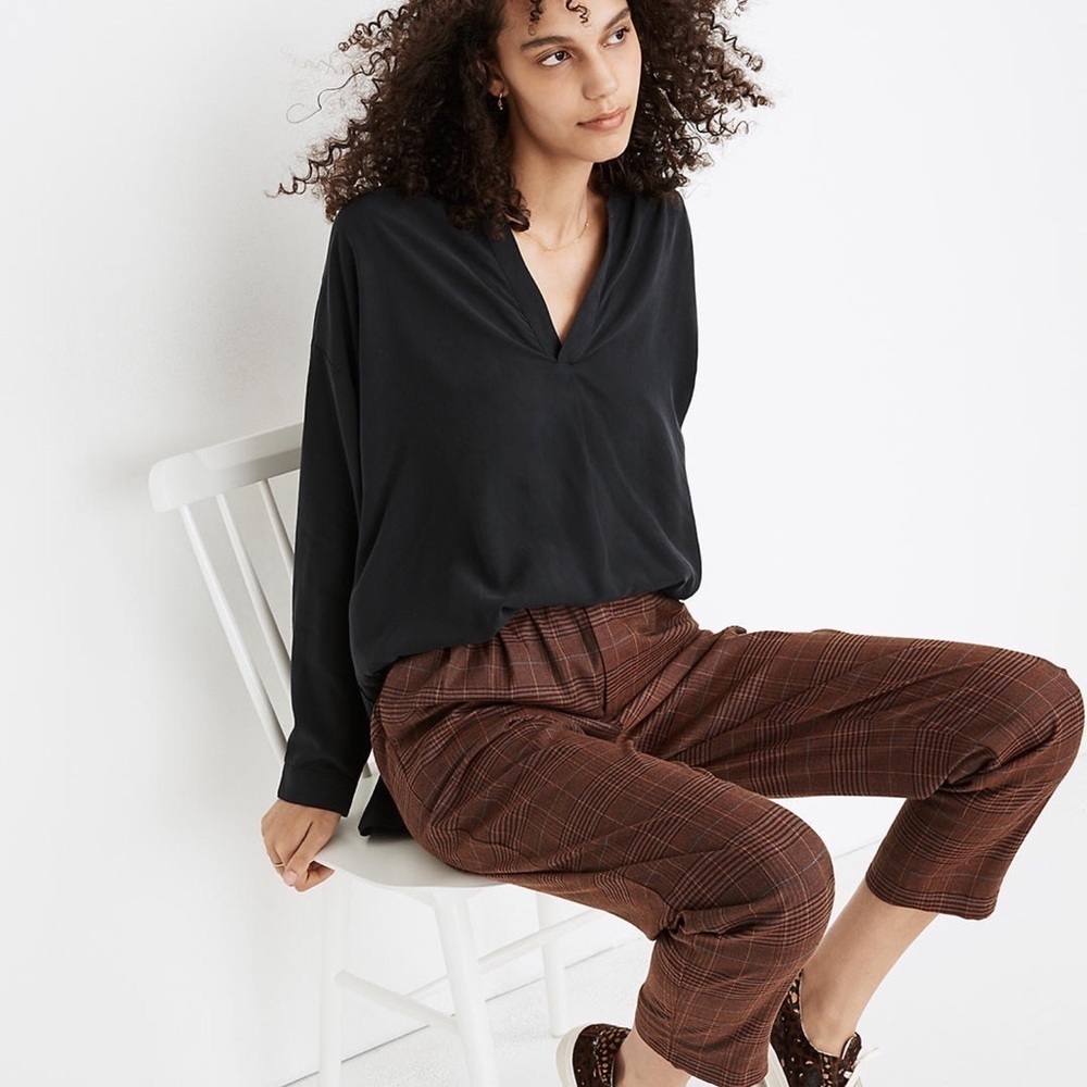New! Madewell Sandwashed Popover Oversized Top in Luxe Suede